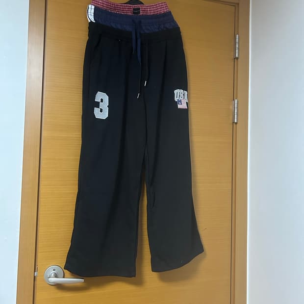 (급처)프로젝트 지알 3레이어드 와이드 스웨트팬츠 (블랙)