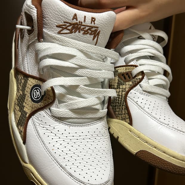 나이키 스투시 에어 플라이트 89 로우 화이트 앤 피칸