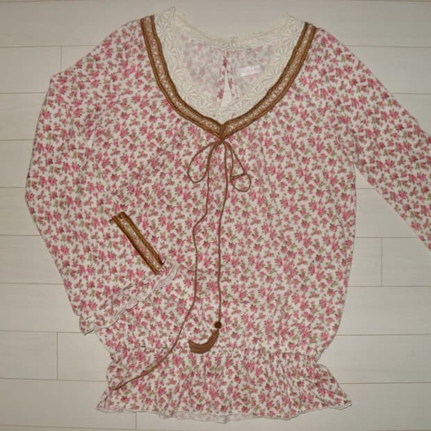 리즈리사 플라워 블라우스 히메카지 갸루 빈티지 일브 하구미