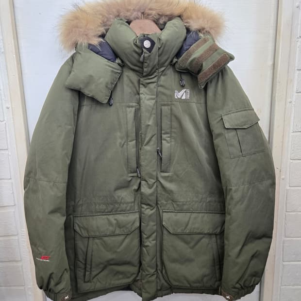 110,2XL)) MILLE 밀레 패딩! 모자털 천연모피! 상태 굿!
