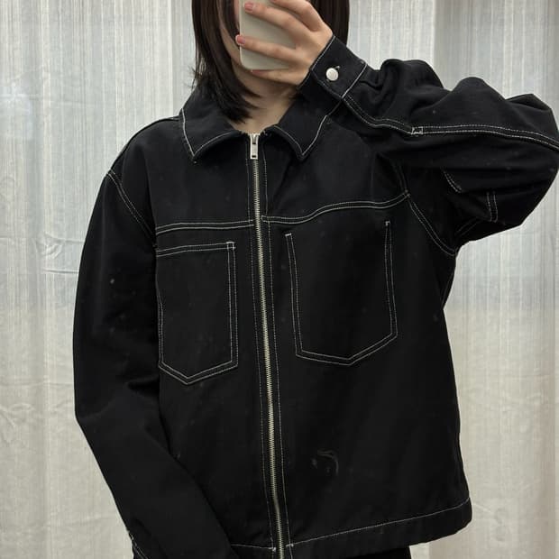 자라 블랙 스티치 코튼 자켓