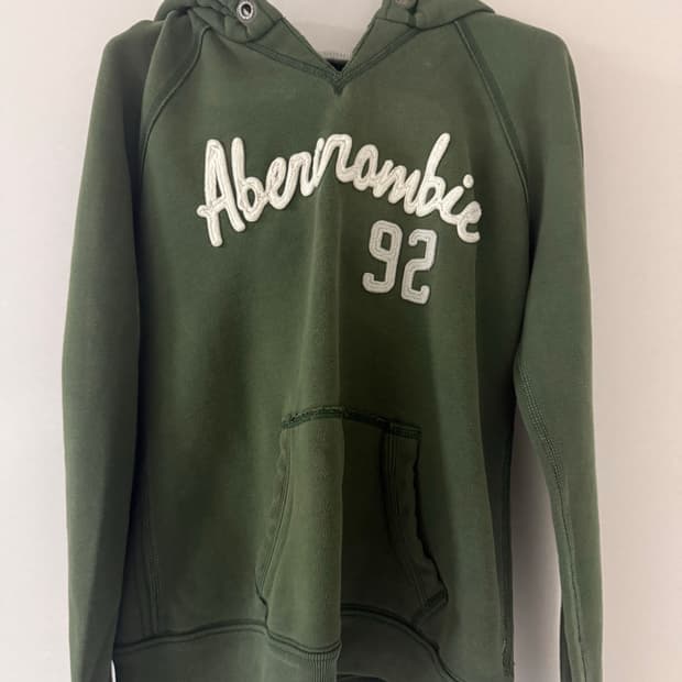 아베크롬비 카키 기모 후드티 브이넥 홀리스터