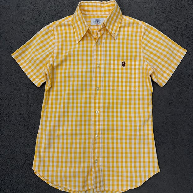 베이프 스몰로고 반팔 체크셔츠 처분 