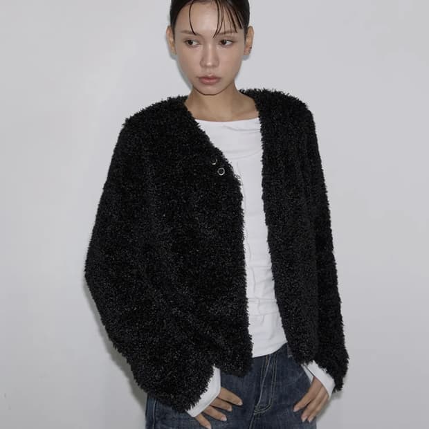 이네기 퍼자켓 가디건 블랙 택 달린 새상품 판매