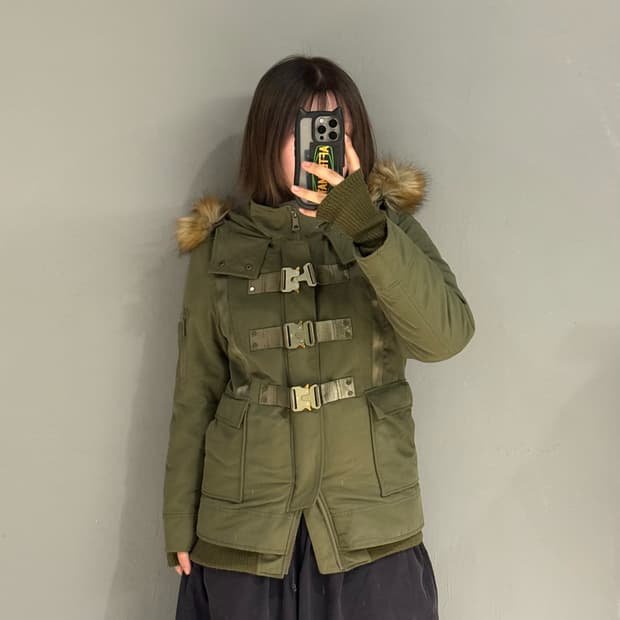 Sly buckle detail fur hood padding