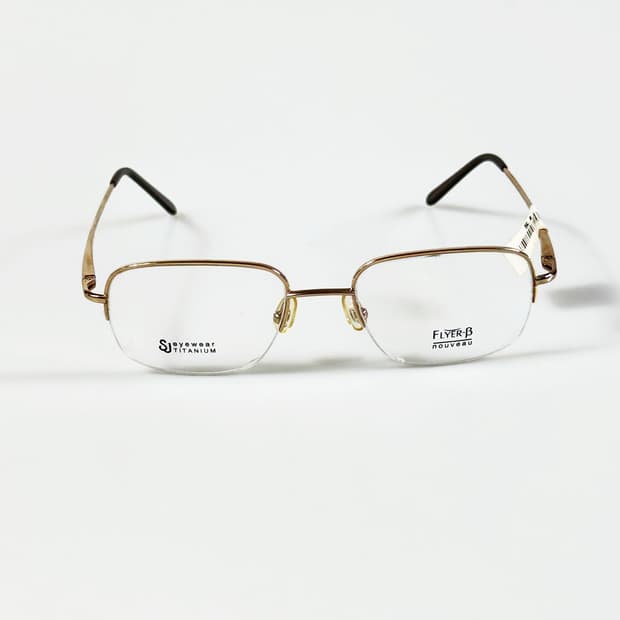 서전 SJ Flyer-B 골드 티타늄 반무테 스퀘어 빈티지 안경