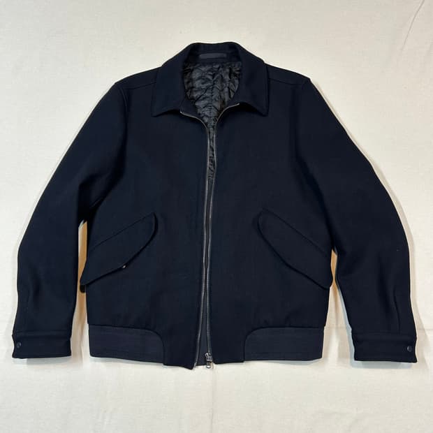 XL) 코모도 스퀘어 네이비 울 블루종 봄버 자켓