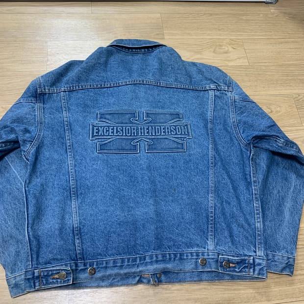 us-M)90s Excelsior-Henderson 엠보싱 데님 자켓