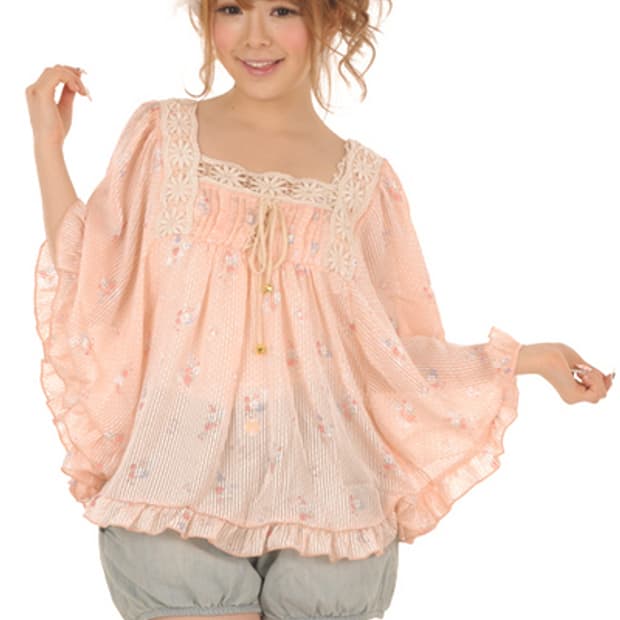 리즈리사 사몬핑크 잔꽃 스트라이프 블라우스