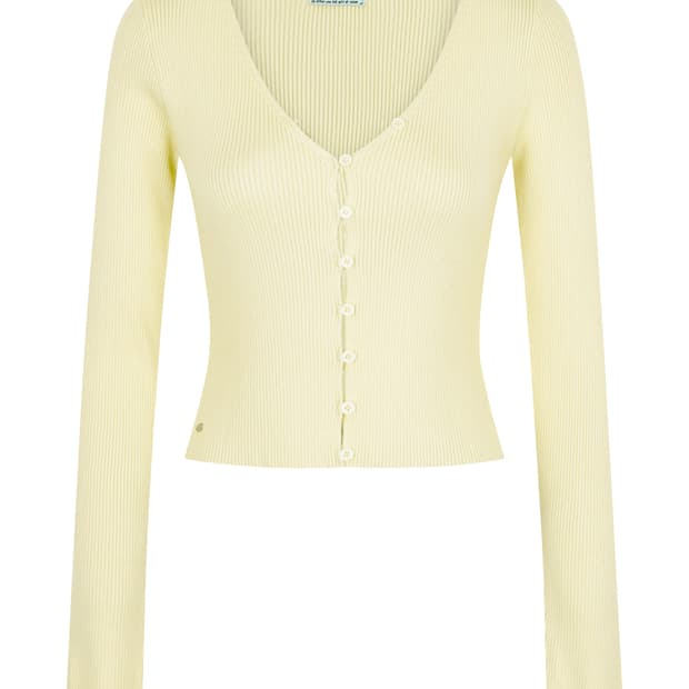 페일제이드 Button Hook V-Ribbed Cardi 레몬 옐로우 