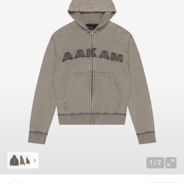 아캄 aakam washed logo 후드집업 카키
