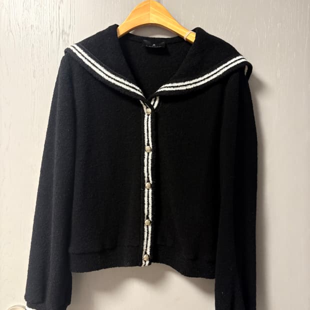 랑방블랙세일러카라가디건