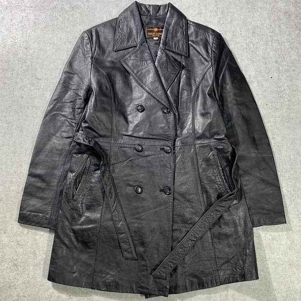 [77] 90s Vintage 빈티지 양가죽 벨티드 더블 레더 자켓