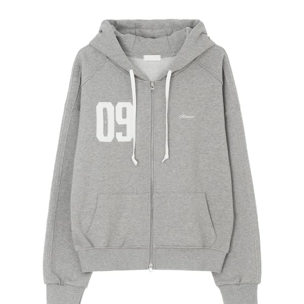 클리시어 09 Numbering hooded zip-up Gray