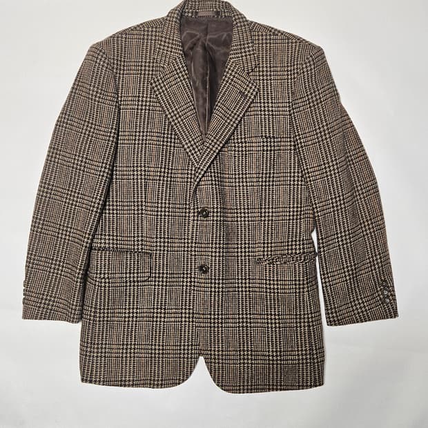 빈티지 체크 모직 자켓