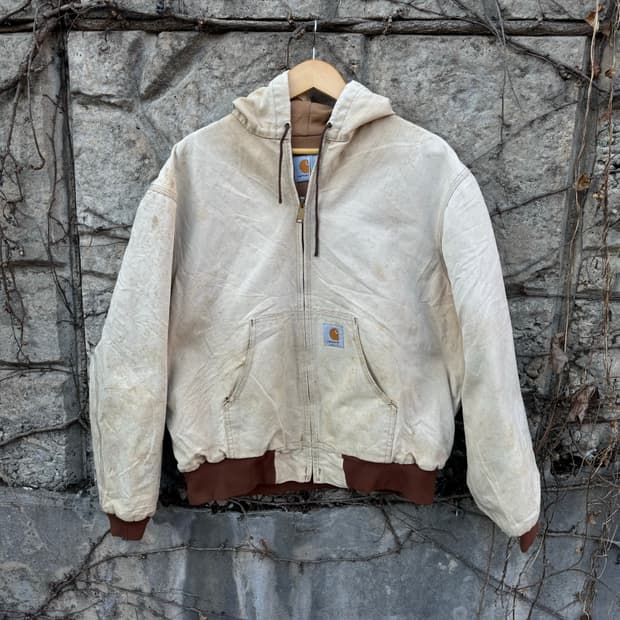 90s 칼하트 빈티지 jr106 하드페이딩 덕 액티브 후드 워크 자켓