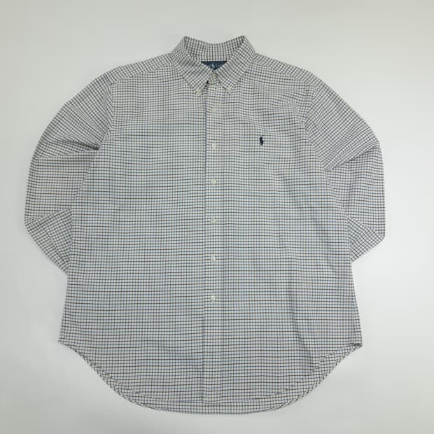 Co868 XL 폴로 랄프로렌 블루블랙 마이크로체크 긴팔 셔츠 남방