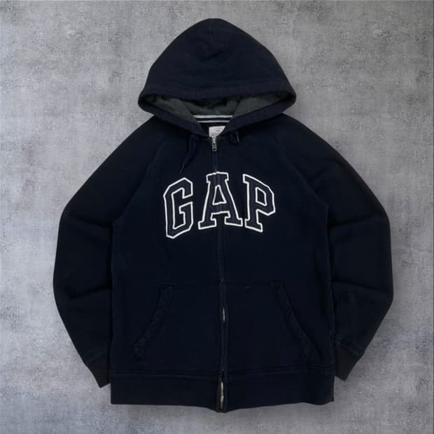 GAP 네이비 컬러 스펠아웃 빅로고 후드 집업