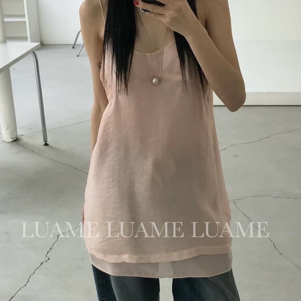 레이어드 시스루 나시 원피스