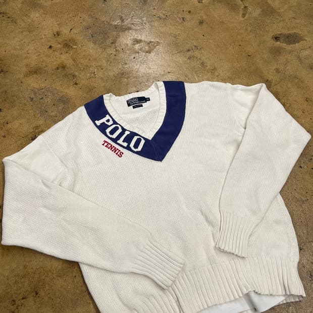 [정품/105] 폴로 랄프로렌 테니스 크리켓 브이넥 니트 b8