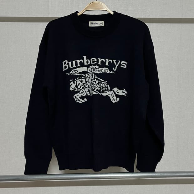 버버리 블랙 로고 니트 M