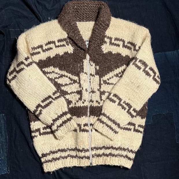 초기 60s 빈티지 썬더버드 패턴 핸드니트 코위찬 스웨터 105