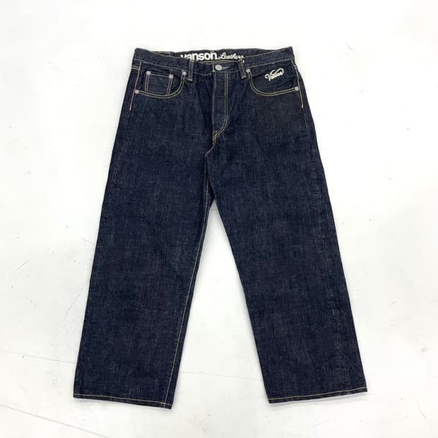 밴슨 레더 셀비지 생지 와이드 데님팬츠