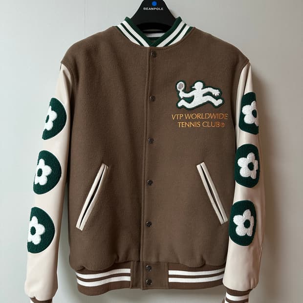 반디더핑크 테니스 바시티 자켓 브라운