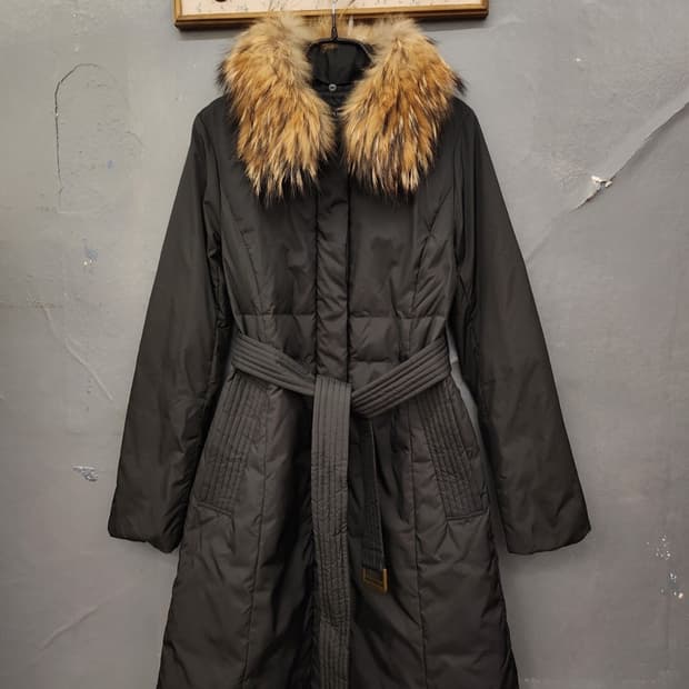 일본빈티지 콤 사 이즘 라쿤털 탈부착 가능 다운 벨트 패딩