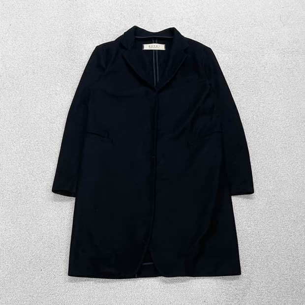 마르니 Marni 캐시미어 클래식 롱 코트 블랙