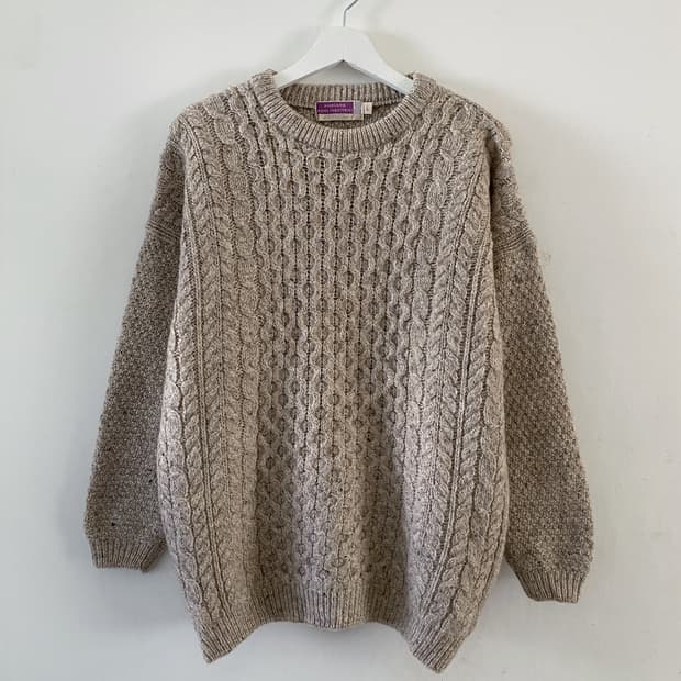 HIGHLAND HOME INDUSTRIES 아란 피셔맨 울 니트 스웨터