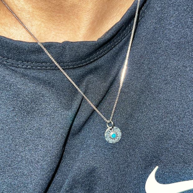 터키석 펜던트 목걸이 / 유니섹스 실버 목걸이