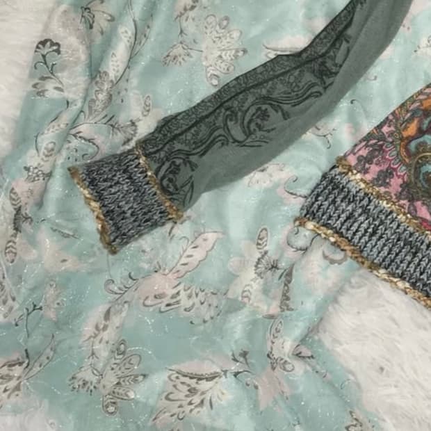 빈티지 오리엔탈 페어리 은사 언발란스 민트 옥색 스커트