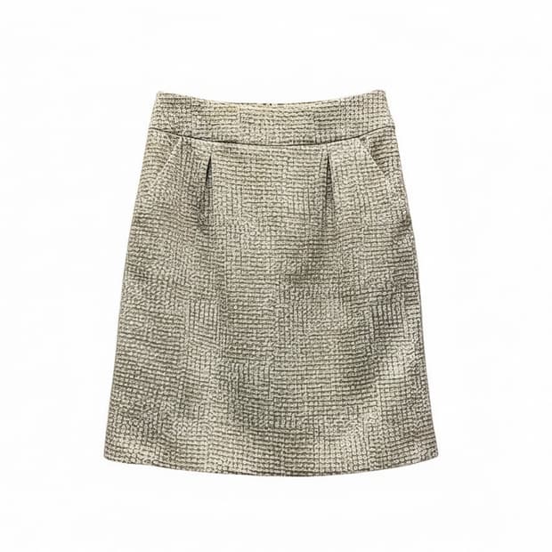 JPN VINTAGE 미니 스커트 텍스처위브 핀턱 디테일 아이보리