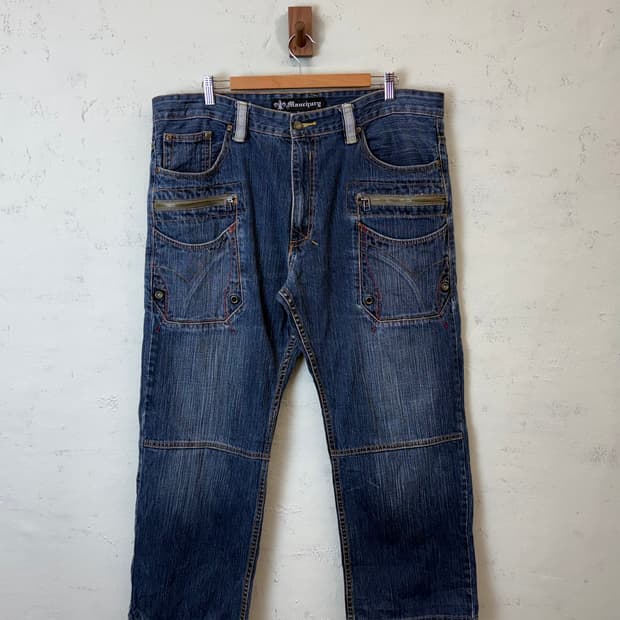 JPN 빈티지 워싱 포켓 데님 진