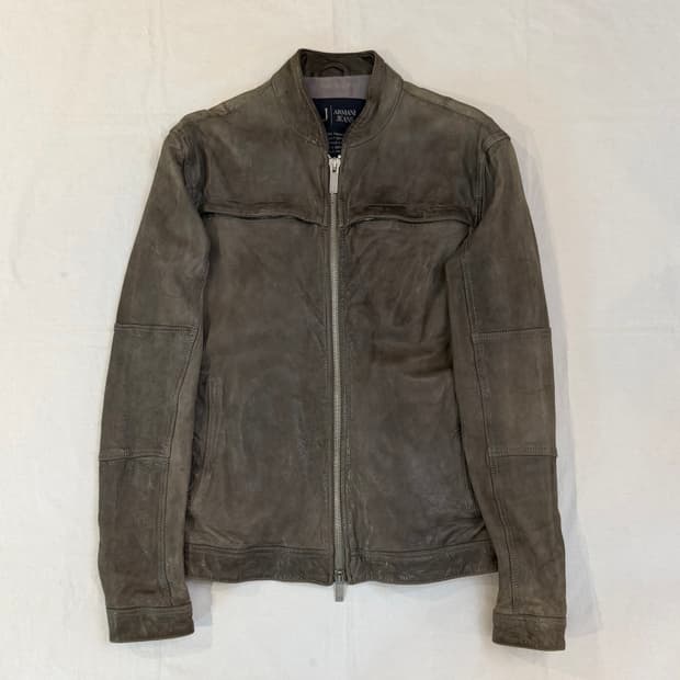 아르마니 진스 양가죽 빈티지 워싱 블루종 가죽자켓