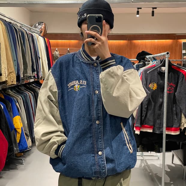 90s 데님 베이스볼 자켓