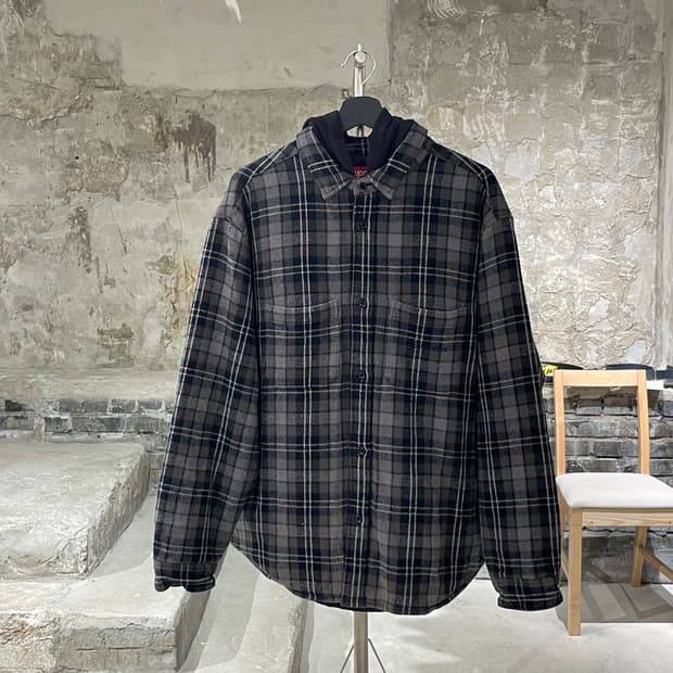 슈프림 23F/W 믹스 타탄 체크 플란넬 후디 셔츠