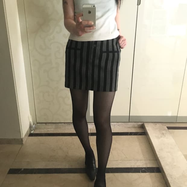Stripe pattern mini skirt
