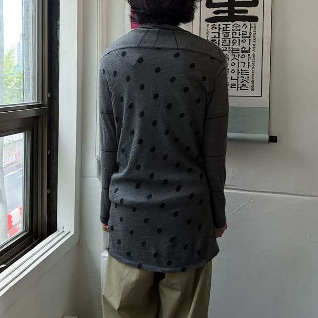 빈티지 그레이 도트 가디건