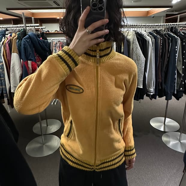 M)아메리칸 빈티지 옐로우 배색 플리스 집업