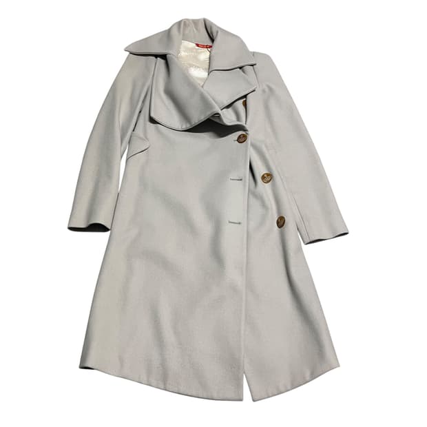 비비안 웨스트우드 레드라벨 orb 버튼 드레이프 캐시미어 코트