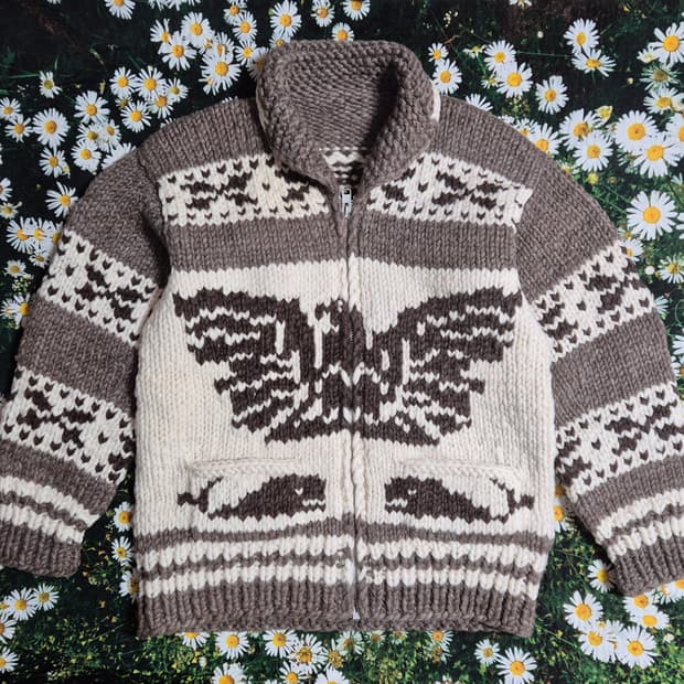 캐나다 썬더버드 고래 패턴 코위찬 남성 L-XL