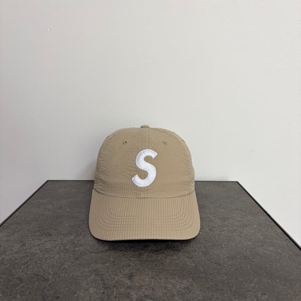 (OS) 슈프림 S로고 볼캡 모자 시어서커 탄