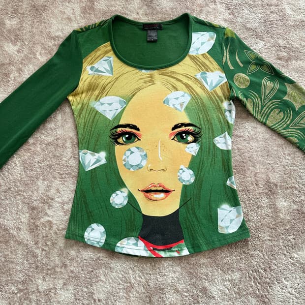 쿠스토 바르셀로나 y2k diamond girl long sleeve 