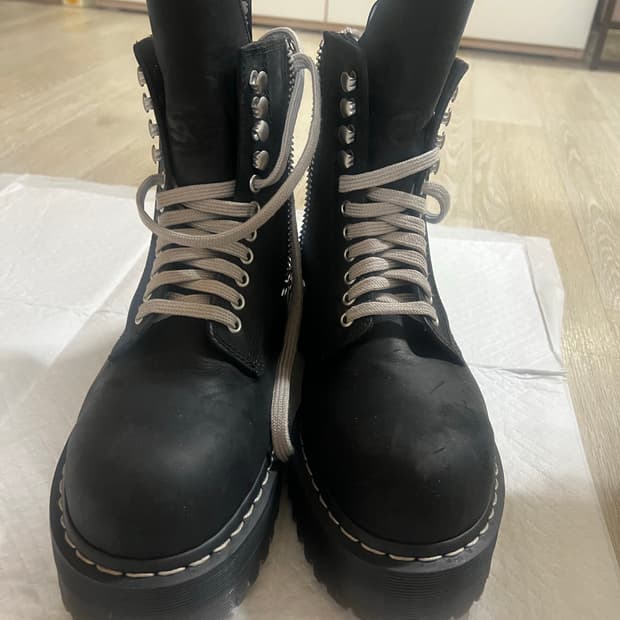 닥터마틴 x 릭 오웬스 쿼드 솔 스틸 토 부츠 블랙