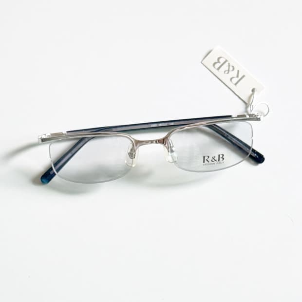 R&B EYEWEAR 실버 반무테 스퀘어 메탈 프레임 빈티지 안경