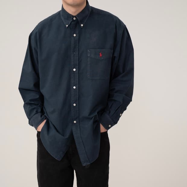 폴로 네이비 코튼 셔츠 XL