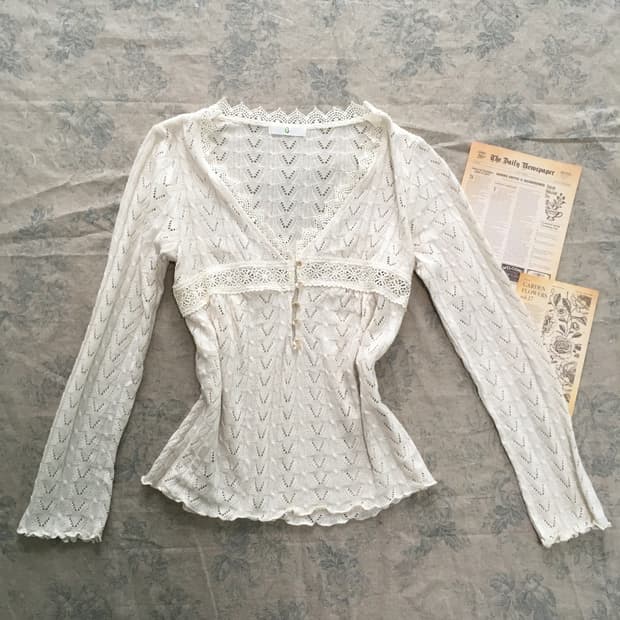 jpn vintage ivory crochet laced cardigan