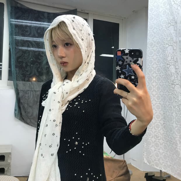 빈티지 스팽글 린넨 머플러